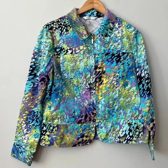 Erin  London Zipper Blazer Jacket | Multicolour | Size Medium - Picture 1 of 8